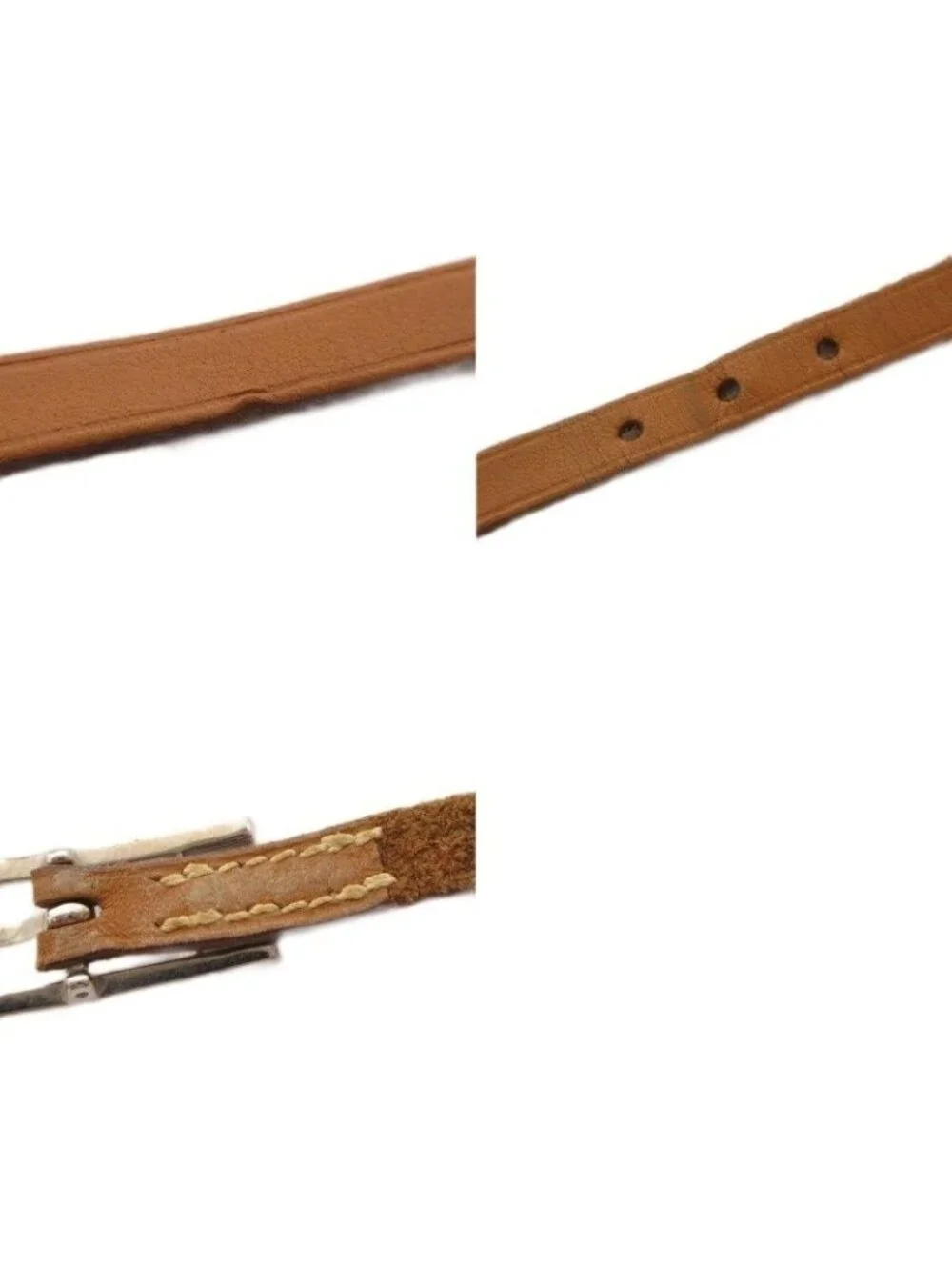 Hermes Hapi 3 Leather Bracelet H Buckle Brown Silver Colored